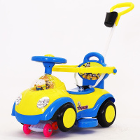 儿童扭扭车1-3岁宝宝车子带音乐手推护栏摇摆滑行溜溜婴幼儿玩具 高配静音轮兰+护套+礼包