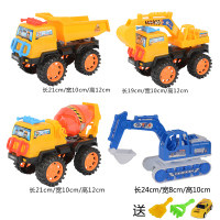 儿童玩具车惯性工程车宝宝大号挖掘机男孩吊车钩机滑行挖土机模型男童婴儿手动玩具早教启智 黑色小号4只装