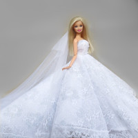 巴比娃娃衣服 苛儿娃娃婚纱 多款礼服/婚纱 5件 梦幻白H款世纪婚礼