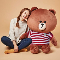 布朗熊公仔毛绒玩具熊玩偶抱枕大号娃娃女生生日情人节送女友 布朗熊红白条纹毛衣 0.7米小朋友款