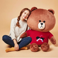 布朗熊公仔毛绒玩具熊玩偶抱枕大号娃娃女生生日情人节送女友 布朗熊红色毛衣 1.6米(送0.5同款)