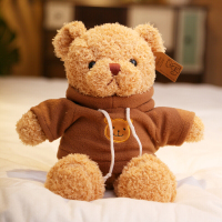 泰迪熊毛绒玩具小熊公仔抱抱熊布娃娃毛衣泰迪熊公仔生日女生 咖色卫衣海藻绒款 全长38厘米