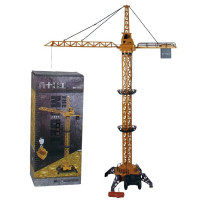 塔吊起重机电动遥控无线男孩塔吊工程车吊车男女儿童玩具模型 1.28米高有线遥控塔吊 配送充电器和充电电池