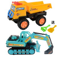 儿童玩具车惯性工程车宝宝大号挖掘机男孩钩机滑行挖土机模型 蓝大号挖机+大号翻斗车送铲+耙+小车