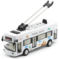 儿童仿真合金车模双节公交车巴士观光巴士无轨电车房车回力声光汽车模型玩具礼物