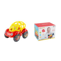 雅诺 软胶手摇铃惯性波波小汽车婴幼儿宝宝手抓球男孩玩具