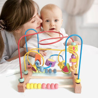 Mtsori蒙氏串珠子玩具儿童积木 diy早教智益启蒙算术绕珠 宝宝木质滑珠