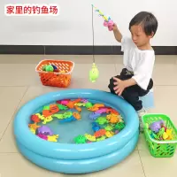 儿童充气加厚大号钓鱼池玩具男女孩宝宝磁性钓鱼套装钓鱼竿早教沙滩戏水亲子互动小孩捞鱼池