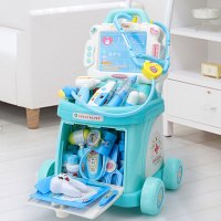 儿童医疗工具箱手推车仿真听诊器玩具小宝宝医生扮演套装女孩男孩wj