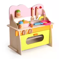 木制厨房套装灶台玩具 木制过家家切切儿童做饭小厨房 煤气灶玩具