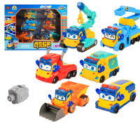 百变校巴之超学先锋歌德7合体儿童变形惯性小汽车工程铲车吊车消防云梯模型套装玩具磁吸拼接元旦节礼物