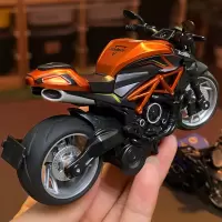 仿真铁骑摩托车回力合金车模型灯光声效赛车3岁男孩儿童玩具礼物英族拾光