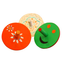 DIY陀螺手绘材料包 原木手绘手工涂鸦涂色自制玩具(3个装,含绘画工具)-