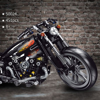 哈雷1200CC咖啡骑士摩托车小颗粒积木玩具成人手工立体拼装模型创意潮流室内摆件送男孩生日礼物