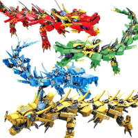 幻影忍者神龙系列玩具男孩小颗粒拼装积木巨龙机甲新年生日礼物