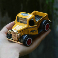 Q版复古老爷车皮卡车运输货车1:36仿真合金汽车模型声光回力儿童玩具3-9岁小孩礼物