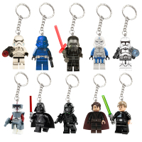 星球大战钥匙扣人仔网红挂件达斯维德欧比旺克隆兵积木玩具男