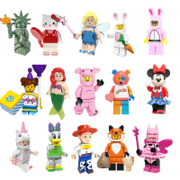 女孩人仔积木玩具粉猪兔子独角兽女神小仙女米妮蛋糕相框礼物