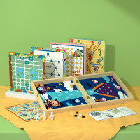 十四合一飞行棋五子棋跳棋儿童玩具男孩女孩多功能桌游戏象棋围棋盘牌类