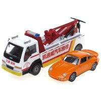 工程车模型道路救援车拯救车拖车汽车维修车带合金小车礼物