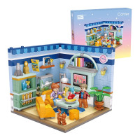 小颗粒积木转角场景幸福公寓爱情小屋迷你拼装模型过家家儿童玩具送女友六一儿童节礼物