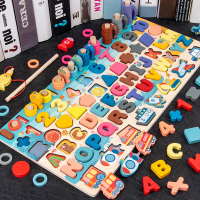 早教教具玩具数字积木拼图早教启智动脑智力木质数字形状拼图