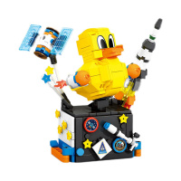 积木 盼酷Popduck小黄鸭智能音箱积木拼插迷你蓝牙音响玩具兼容小颗粒积木男孩儿童启智玩具礼物