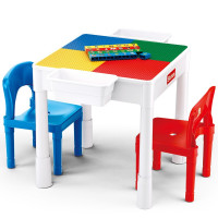 快乐儿童积木桌大小混合颗粒面板积木桌子儿童多功能拼装游戏桌带收纳盒套装玩具太空沙积木桌子