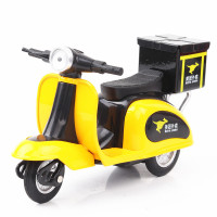 1/32外卖跑腿送餐合金摩托车模型摆件儿童