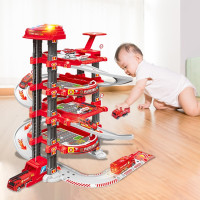 儿童车玩具汽车轨道车停车场自动升降电梯男孩女孩生日儿童礼物配6车六一儿童节礼物