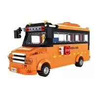 兼容积木组装玩具小颗粒拼装校巴车汽车玩具拼插组装模型男孩6-10岁节日礼物