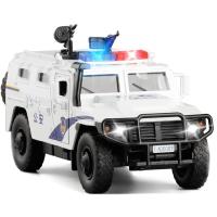JKM 1:32俄罗斯虎式装甲车防爆军事模型五开门声光金属模型玩具车