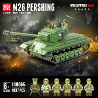 兼容全冠二战军事德国虎式美军潘兴坦克儿童拼插益智积木玩具