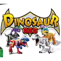 侏罗纪恐龙系列霸王龙战队儿童颗粒合体兼容积木拼装益智玩具