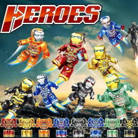 积木复仇者联盟超级英雄钢铁侠人仔盔甲儿童男孩拼装玩具模型