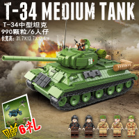 积木二战坦克kv2虎式德国装甲车t34苏联拼装玩具男孩12岁以上