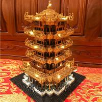 中国积木黄鹤楼城堡拼装玩具成人高难度男孩子巨大型立体建筑