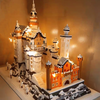 雪景天鹅堡巨大型中国积木模型微颗粒高难度建筑男孩女孩拼图