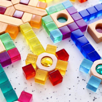 儿童玩具新款2021年男孩亚克力彩虹积木拼装3到6岁女生6一13益智