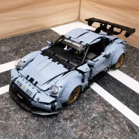 积木保时捷911RWB漂移跑车模型成年高难度拼装玩具男生送礼物