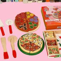 美国木制质切切乐切切看披萨饼 儿童蛋糕厨房过家家仿真玩具