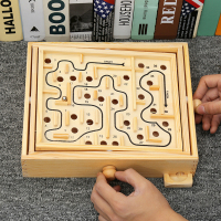 36关木制成人老人儿童益智玩具钢珠滚珠轨道迷宫类桌面游戏