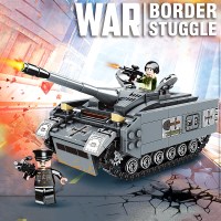 坦克系列德国IV型反坦克歼击车拼图拼装中国积木二战军事男孩玩具