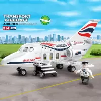 城市飞机拼装中国积木拼装客机模型益智玩具女孩男孩拼图儿童礼物