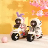 潮酷街车小颗粒积木高难度拼图玩具宇航员机车摆件男女孩礼物儿童
