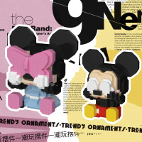 积木迪士尼公仔米奇米妮DIY拼装嗯小颗粒玩具手工生日礼物