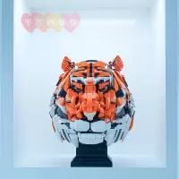 2022国产新品中国12生肖虎首红龙首炎龙儿童益智拼装积木玩具摆件