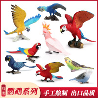 儿童仿真实心野生动物世界鸟类模型玩具塑胶摆件鹦鹉凤头鹦鹉孔雀