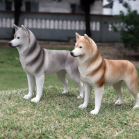 儿童仿真野生动物模型玩具西伯利亚雪橇犬哈士奇二哈宠物狗狗模型