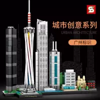 S牌5341-5342广州重庆城市天际线建筑模型益智拼装小颗粒积木